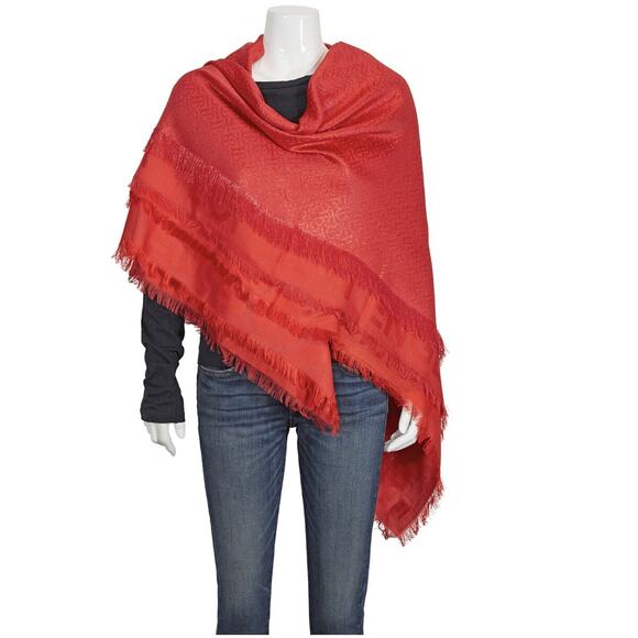Burberry Monogram Metallic Red Large Square Scarf 140x140 cm NWT $550 - Picture 1 of 11
